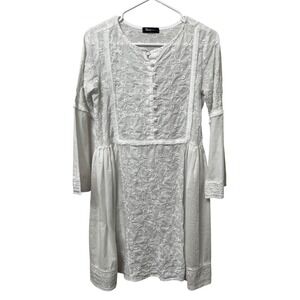 Ideas Pret White Cotton Embroidered Tunic Dress Long Sleeve Boho Kurta Womens S